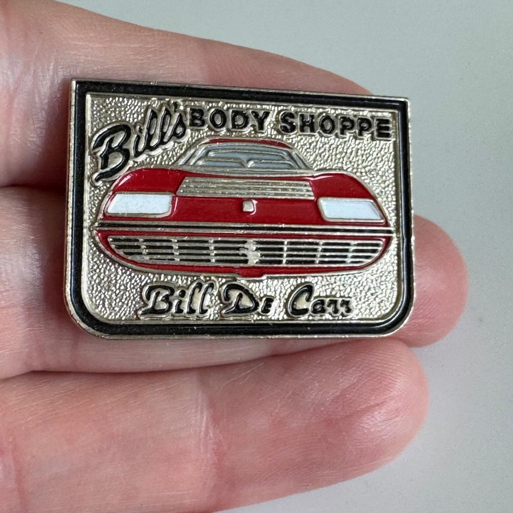 Vtg Bill’s Body Shoppe Hot Rod Bill De Carr Ferrari Painter Larry Watson Pin