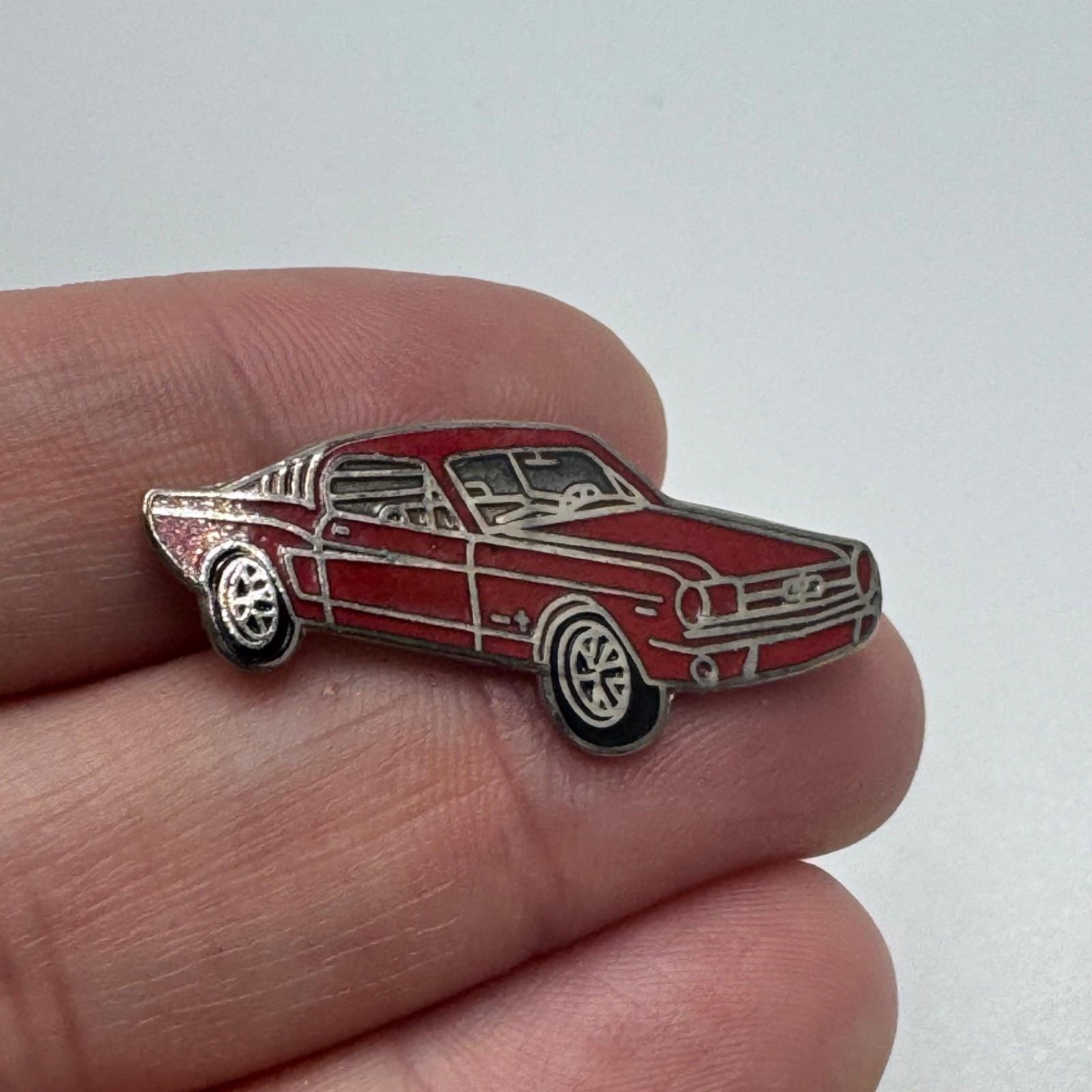 Vintage Ford Mustang Fastback Red Enamel Lapel Pin Classic Car Collector