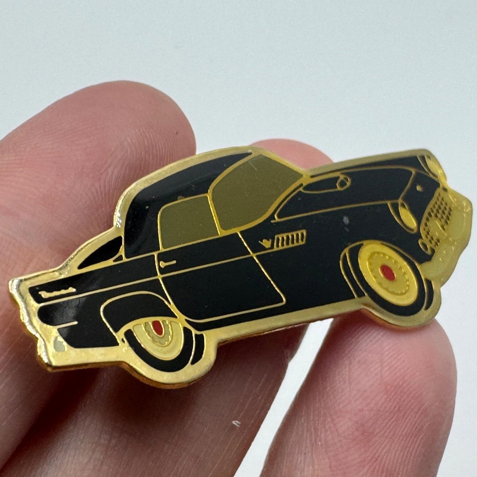 Vintage Ford Thunderbird Black Enamel Lapel Pin Classic Car Gold Trim