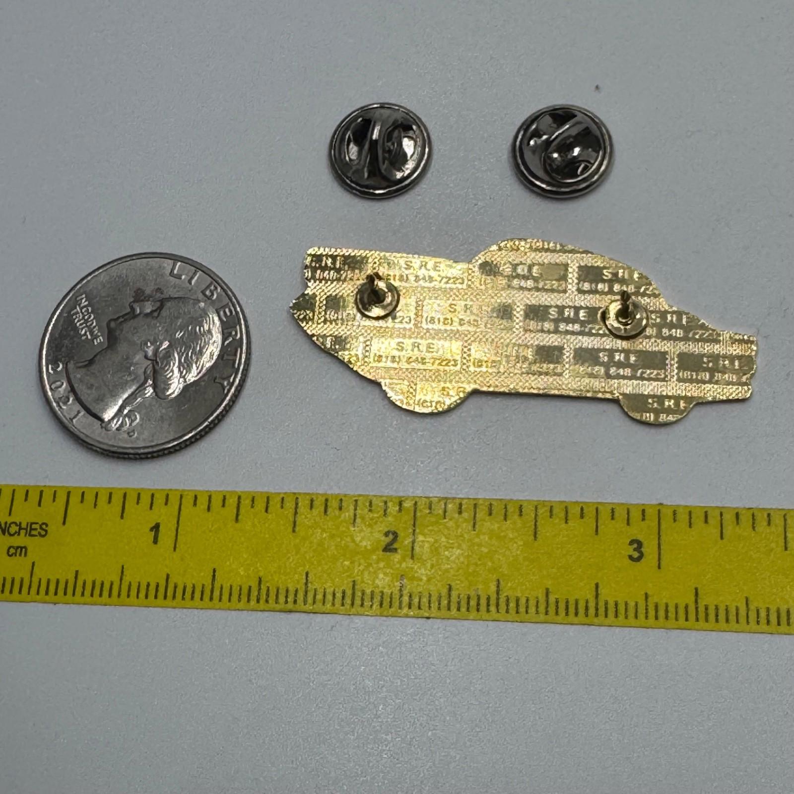 Vintage Ford Thunderbird Black Enamel Lapel Pin Classic Car Gold Trim