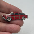 Vintage 1955 Chevrolet Nomad Red Enamel Lapel Pin Antique Touring Car Chevy
