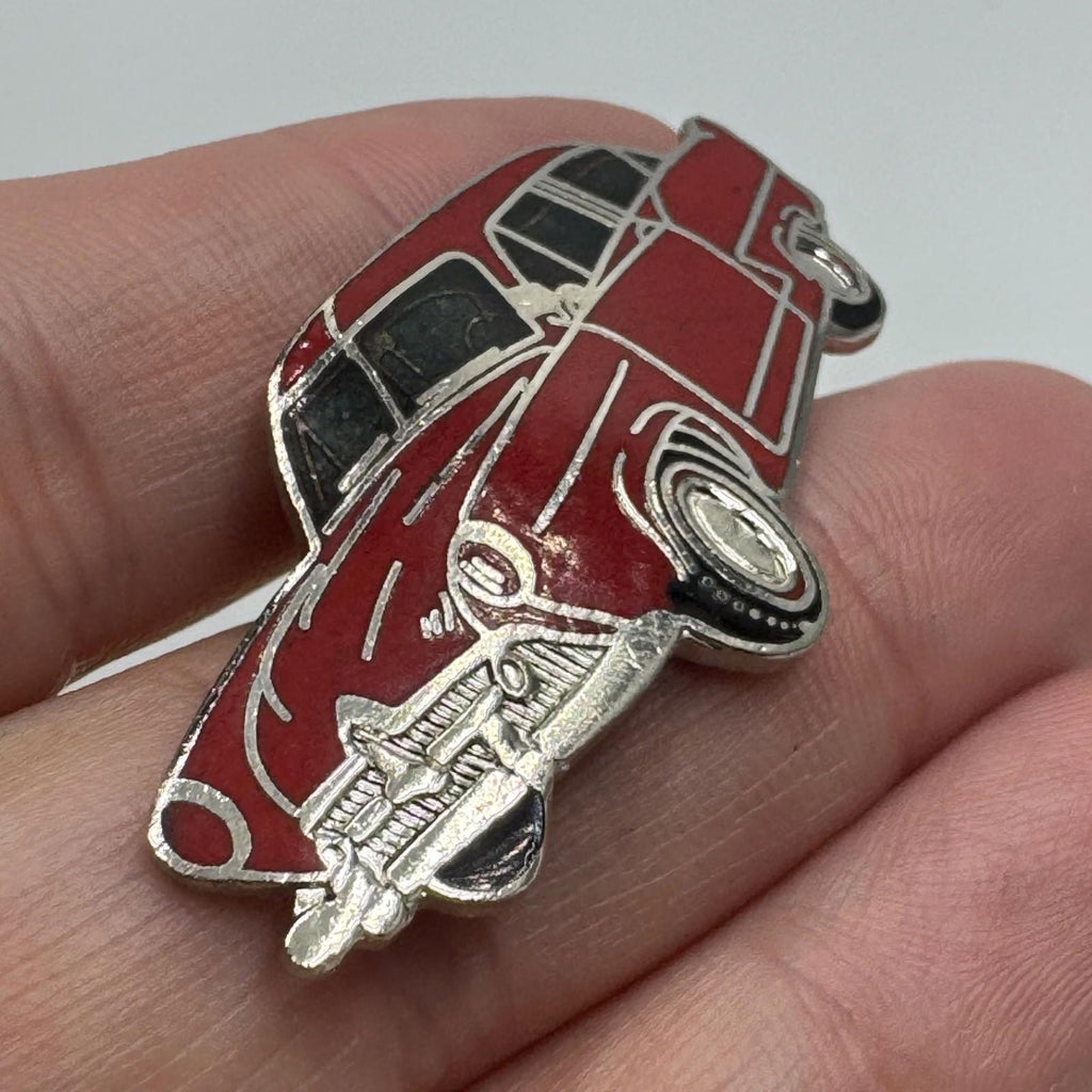 Vintage 1951 Kaiser Henry J Red Enamel Lapel Pin Classic Car Collectible