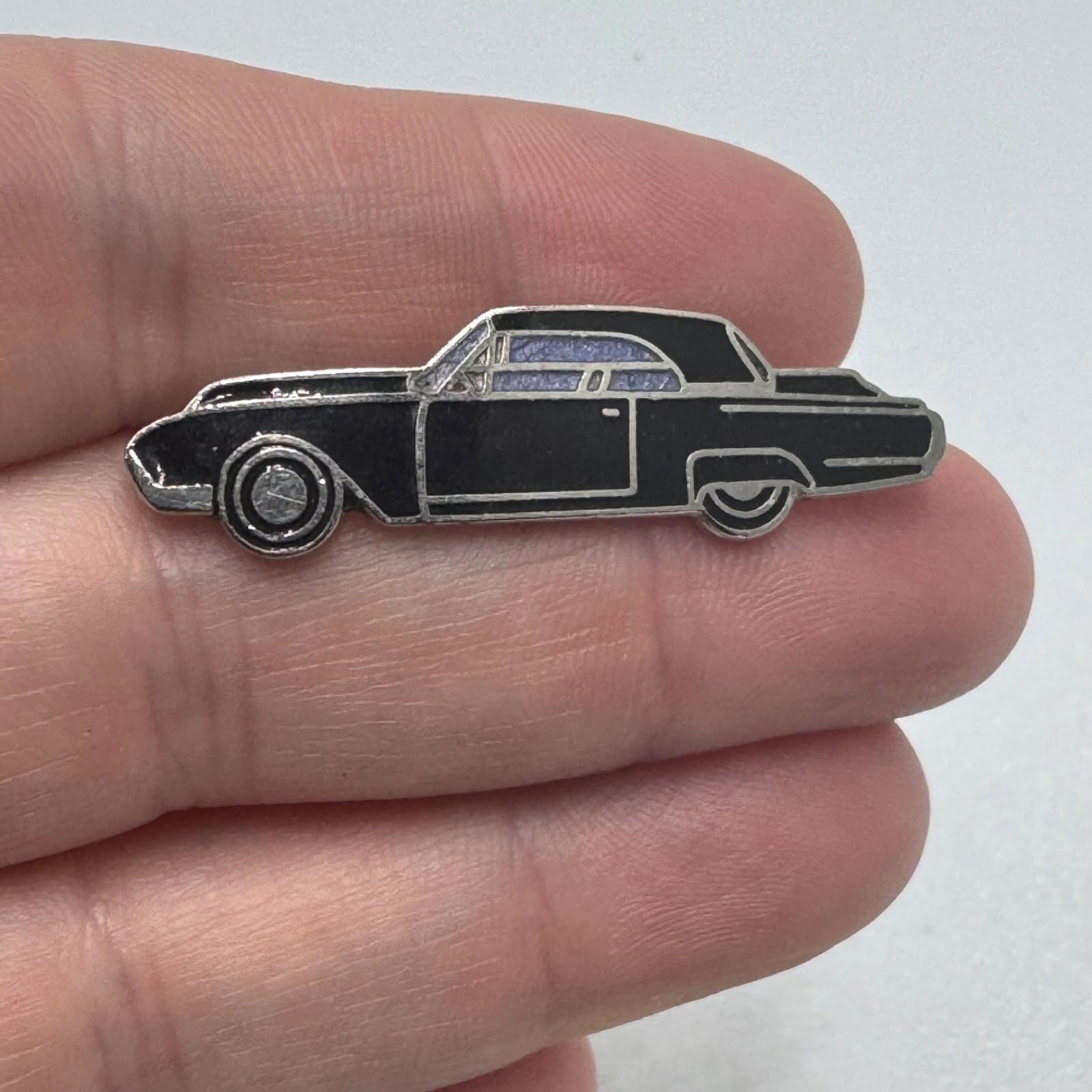 Vintage 1950s Ford Thunderbird Black Enamel Lapel Pin Classic Car