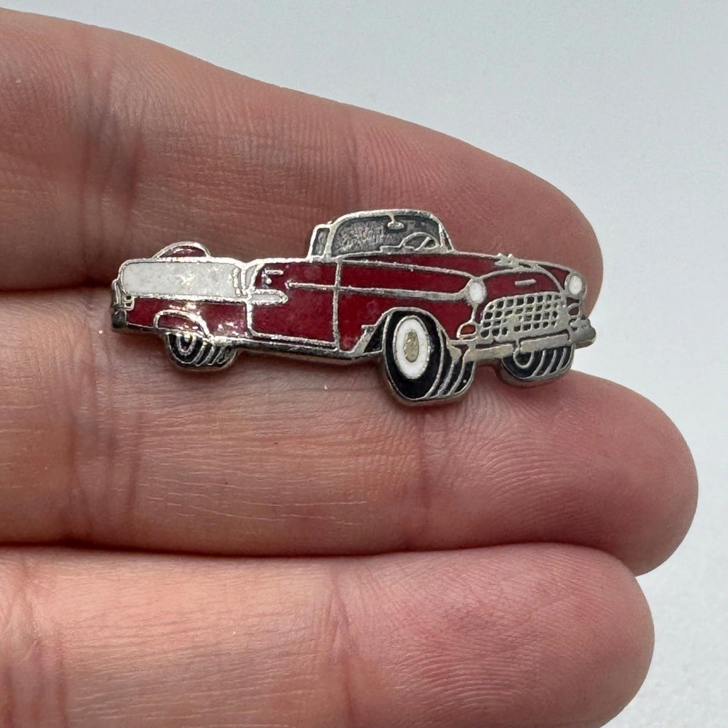 Vintage 1955 Chevy Bel Air Convertible Red Enamel Lapel Pin Classic Car