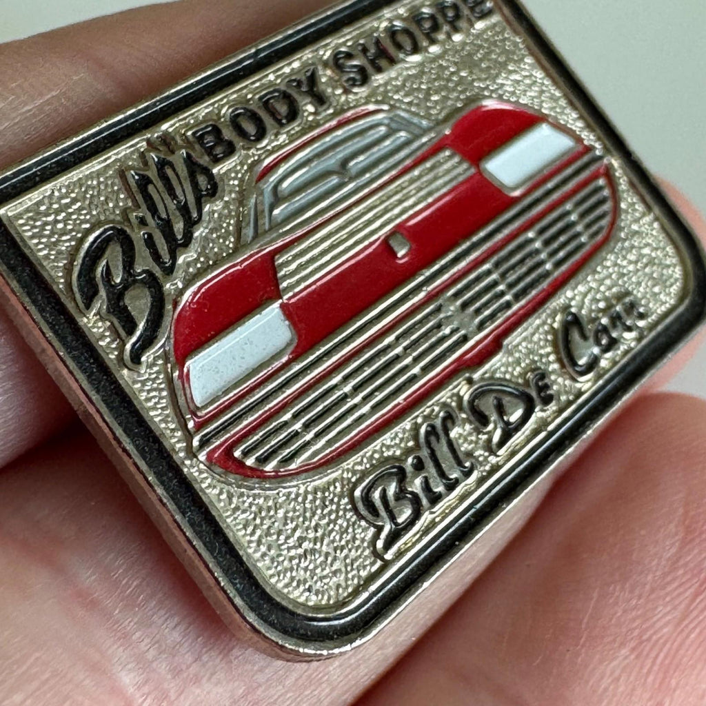 Vtg Bill’s Body Shoppe Hot Rod Bill De Carr Ferrari Painter Larry Watson Pin