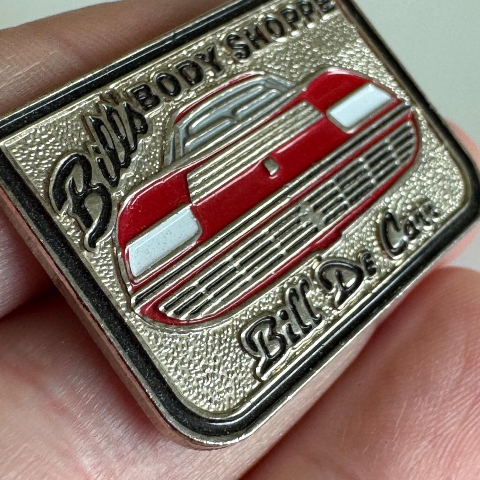 Vtg Bill’s Body Shoppe Hot Rod Bill De Carr Ferrari Painter Larry Watson Pin