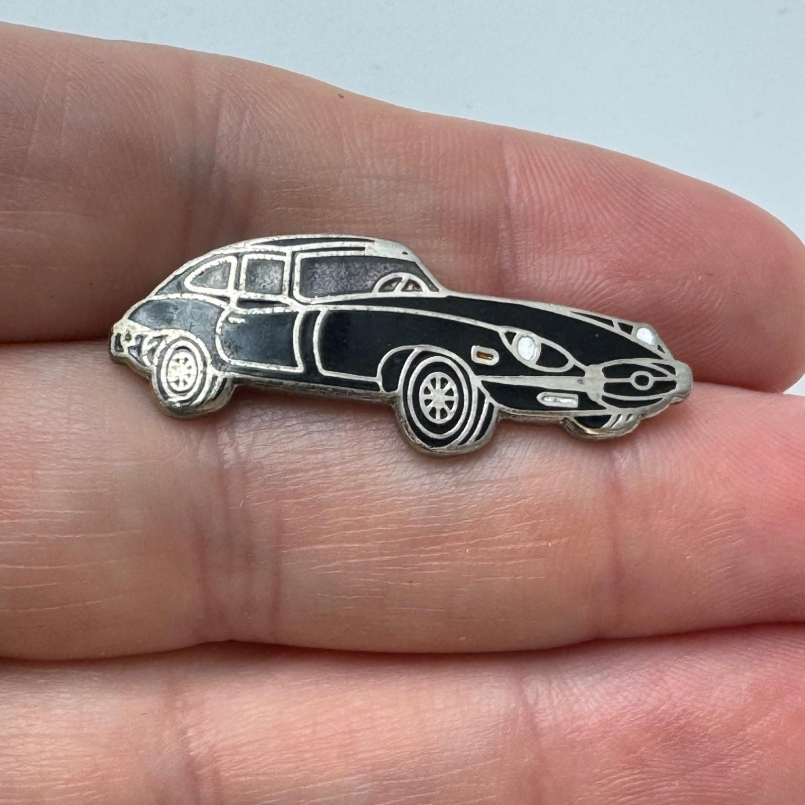 Vintage Jaguar XKE Type Black Classic Sports Car Coupe Enamel Lapel Pin