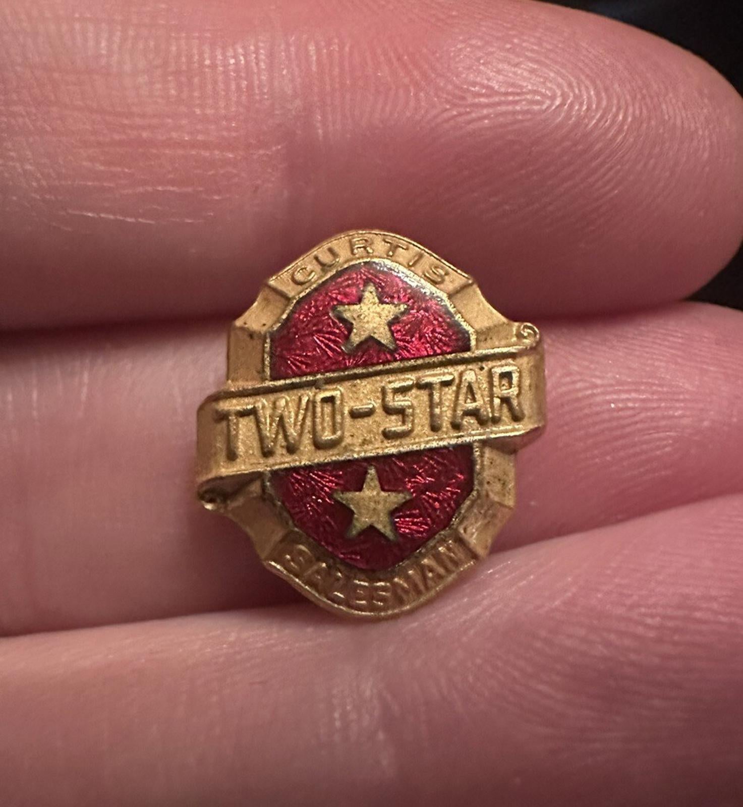 Rare Curtis Automobile Car Military Company Award Pin Two Star Salesman